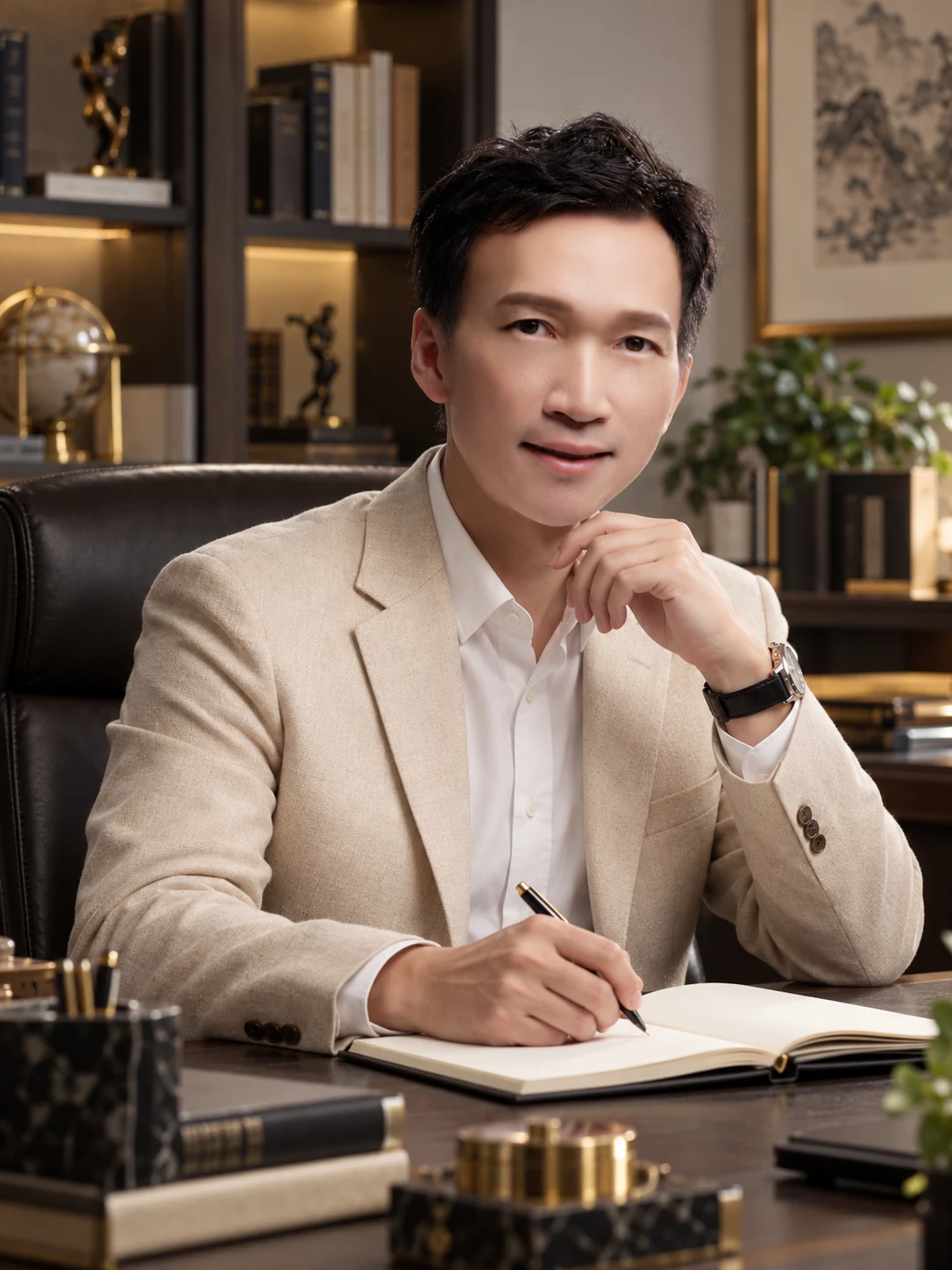 王十灵老师在办公室认真工作